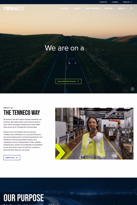 Tenneco Homepage 1440px