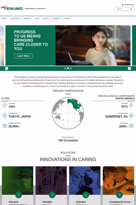 Terumo-Medical-Corporation Homepage 1440px