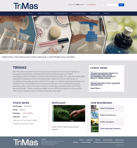 Trimas-Corporation Homepage 1440px