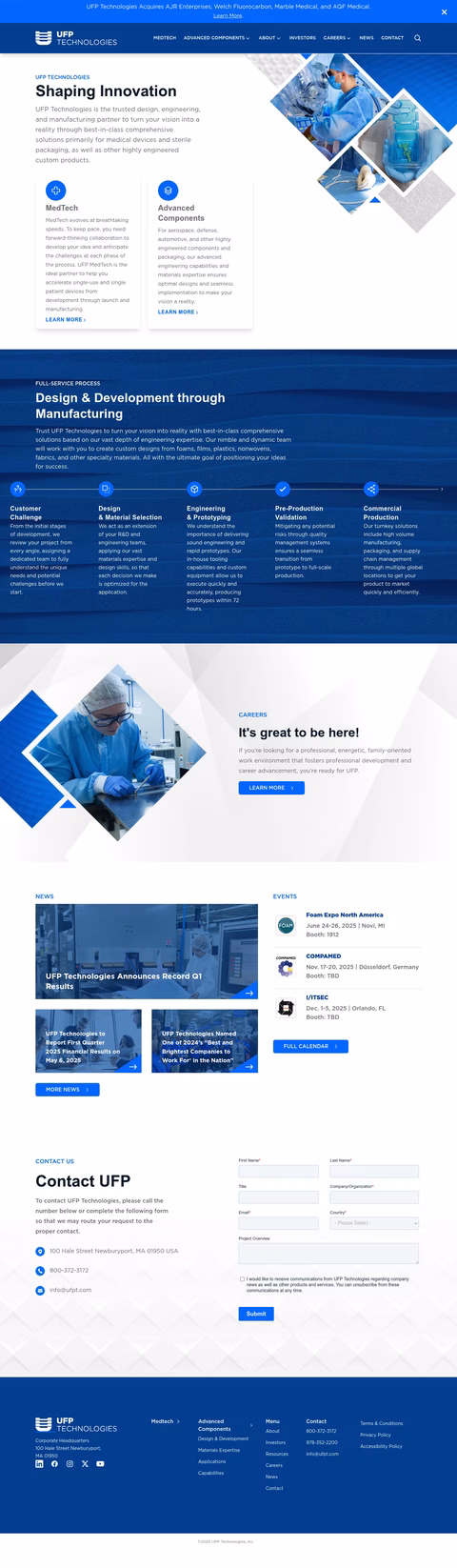 Ufp-Technologies Homepage 1440px