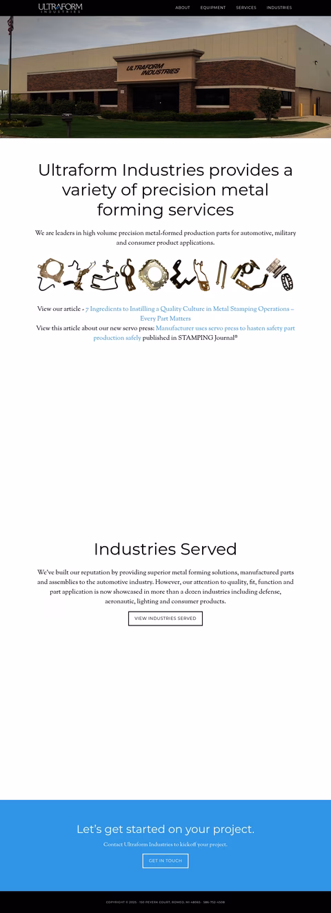 Ultraform-Industries Homepage 1440px