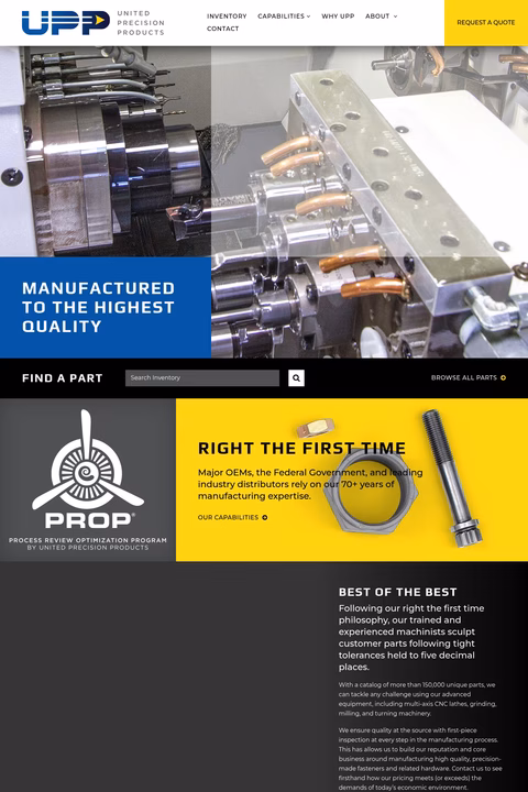 United-Precision-Products-Company Homepage 1440px