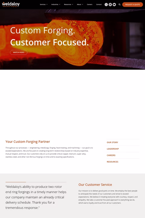 Weldaloy-Specialty-Forging Homepage 1440px