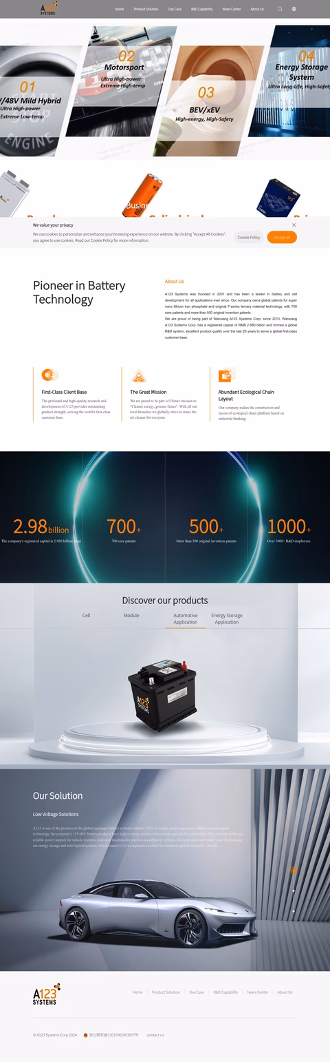 A123-Systems Homepage 1440px