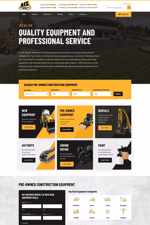 Ais-Construction-Equipment Homepage 1440px