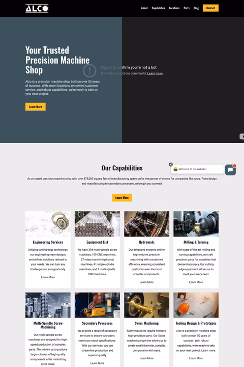 Alco-Manufacturing Homepage 1440px