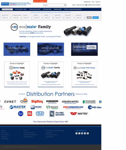 Amphenol-Sine-Systems Homepage 1440px