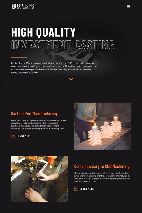 Becker-Metal-Works Homepage 1440px