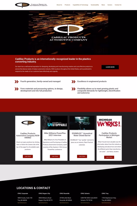 Cadillac-Products-Automotive-Company Homepage 1440px