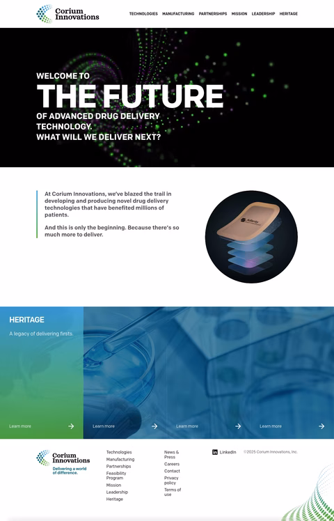 Corium-Innovations Homepage 1440px