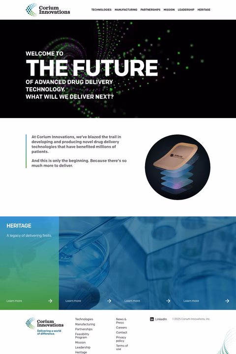 Corium-Innovations Homepage 1440px