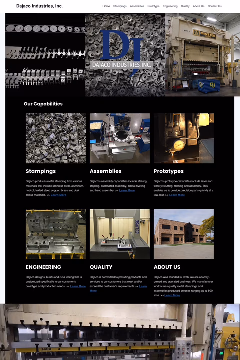 Dajaco-Industries Homepage 1440px
