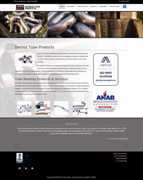 Detroit-Tube-Products Homepage 1440px