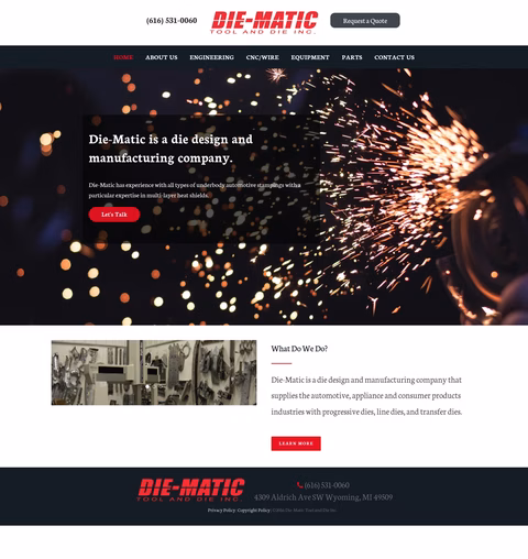 Die-Matic Homepage 1440px