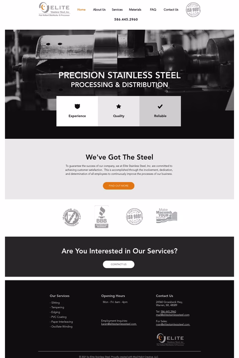 Elite-Stainless-Steel Homepage 1440px