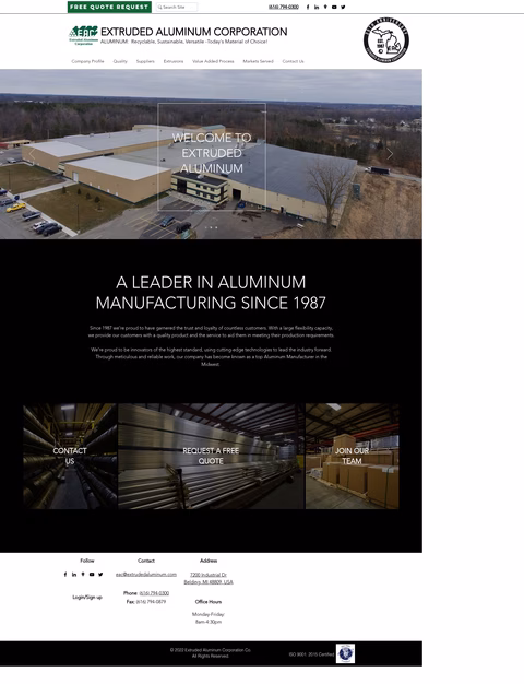Extruded-Aluminum Homepage 1440px
