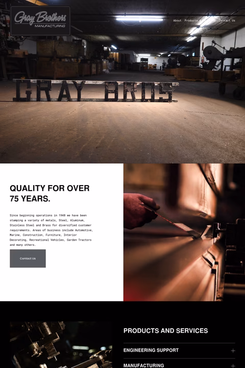 Gray-Brothers-Manufacturing Homepage 1440px