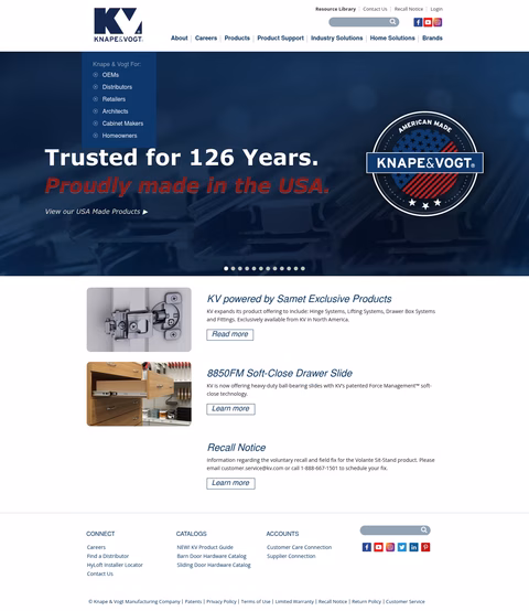 Knape-Vogt-Manufacturing Homepage 1440px