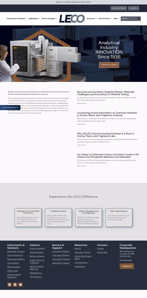 Leco-Corporation Homepage 1440px