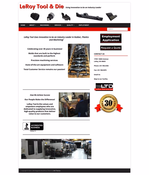 Leroy-Tool-Die Homepage 1440px