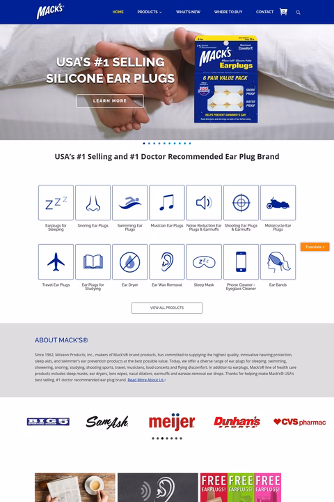 Macks-Earplugs Homepage 1440px