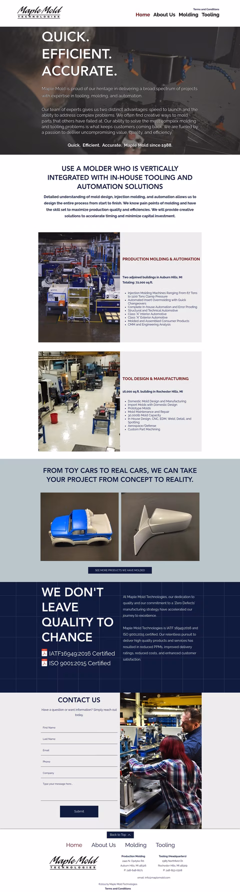 Maple-Mold-Technologies Homepage 1440px