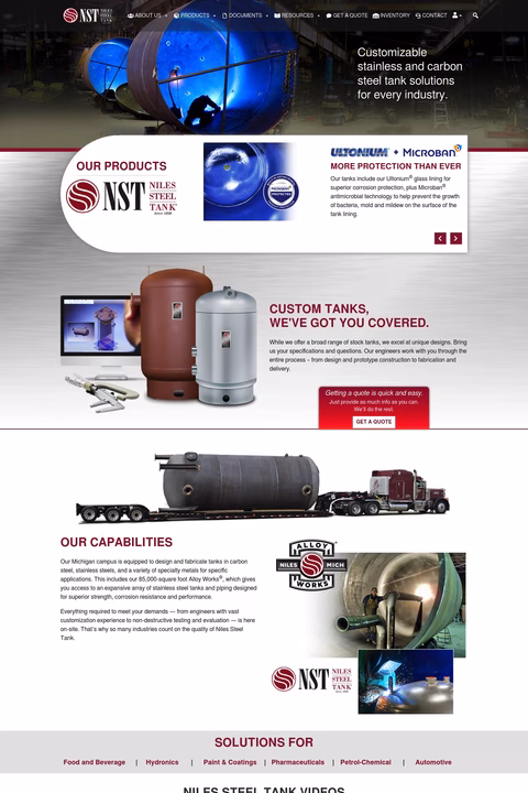 Niles-Steel-Tank-Company Homepage 1440px