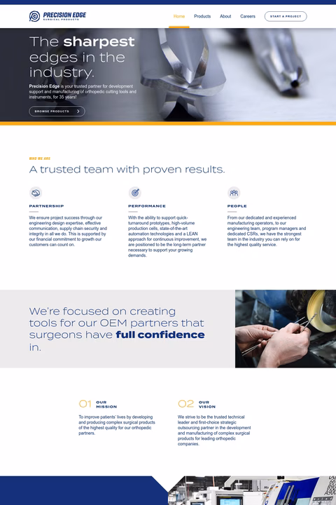 Precision-Edge-Surgical-Products Homepage 1440px
