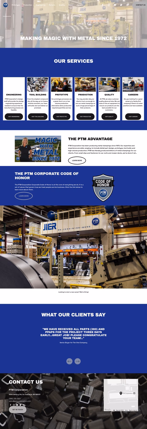 Ptm-Corporation Homepage 1440px