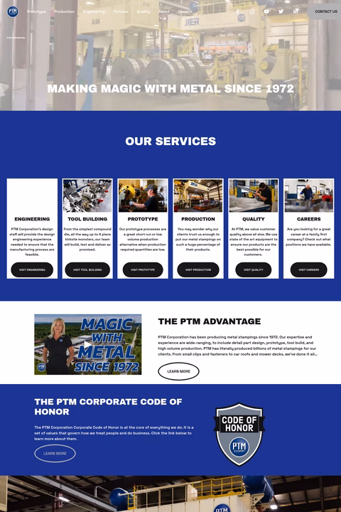 Ptm-Corporation Homepage 1440px