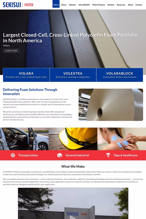 Sekisui-Voltek Homepage 1440px