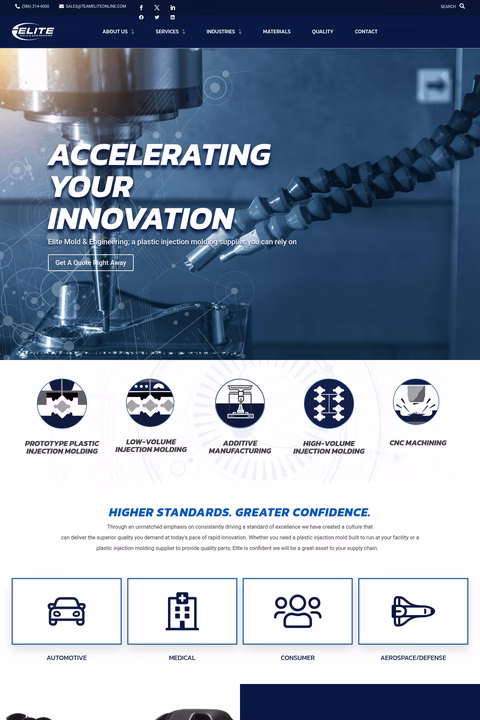 Elite-Mold-Engineering Homepage 1440px