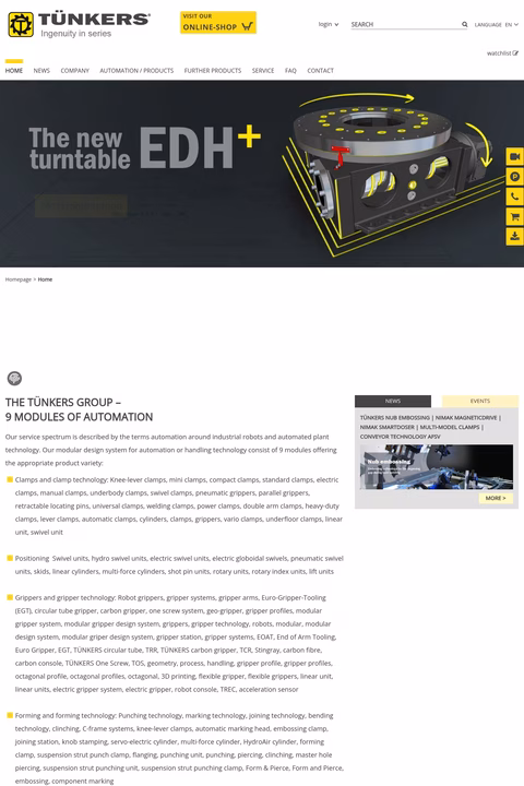 Tünkers Homepage 1440px
