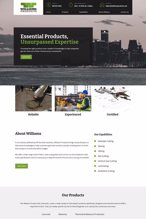 Williams-Products Homepage 1440px