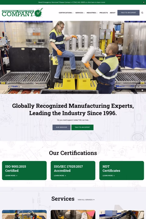 Industrial-Inspection-Company Homepage 1440px