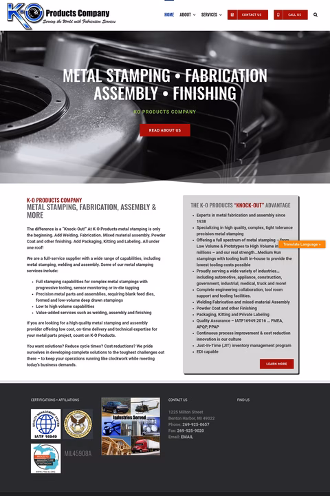 K-O-Products Homepage 1440px