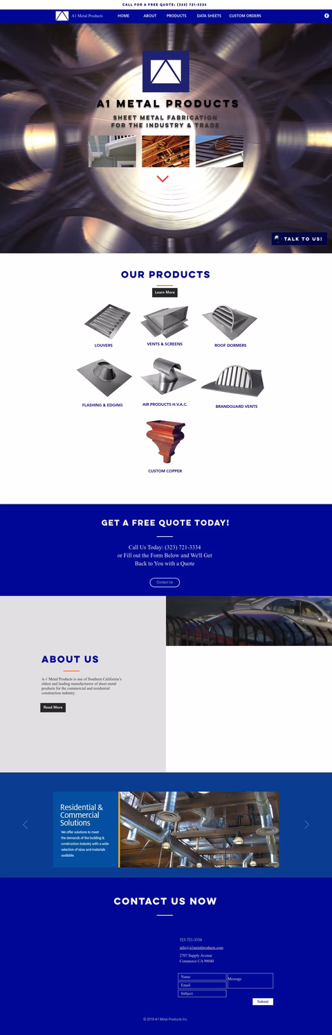 A1-Metal-Products Homepage 1440px