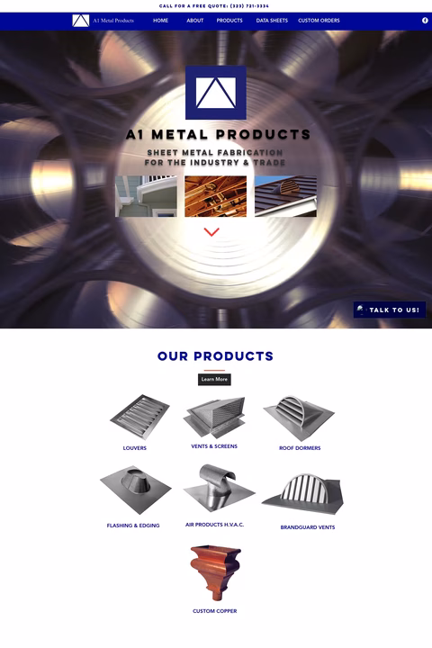 A1-Metal-Products Homepage 1440px