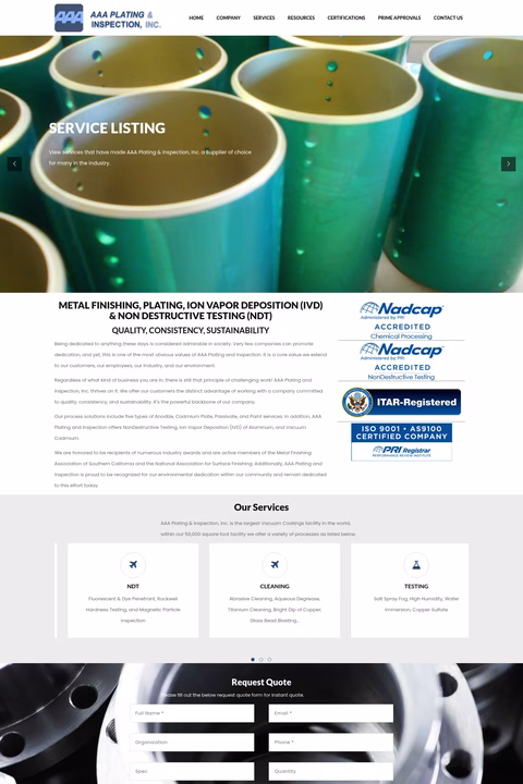 Aaa-Plating-Inspection Homepage 1440px