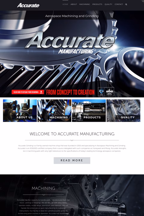 Accurate-Manufacturing Homepage 1440px