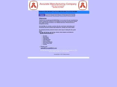 Accurate-Manufacturing-Co Homepage 1440px