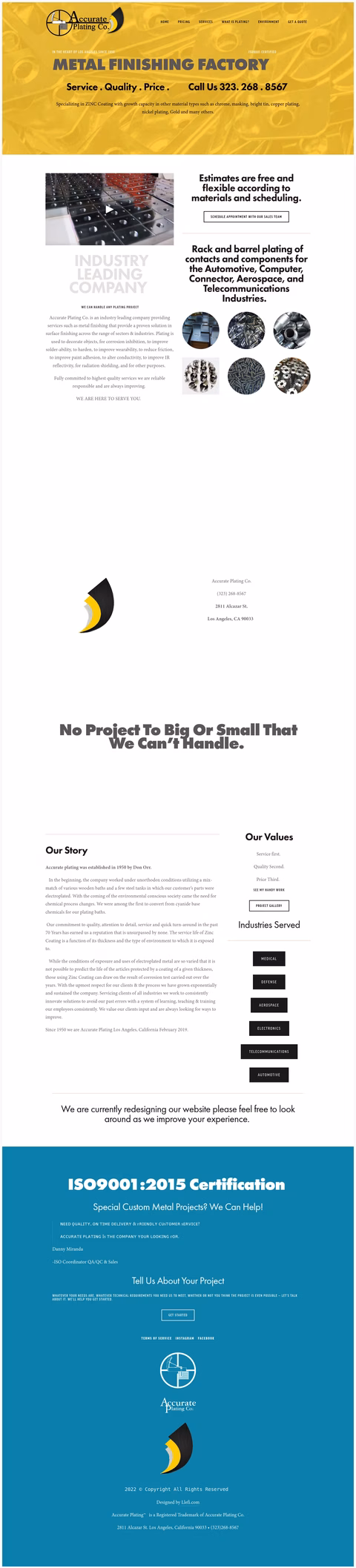 Accurate-Plating-Co Homepage 1440px