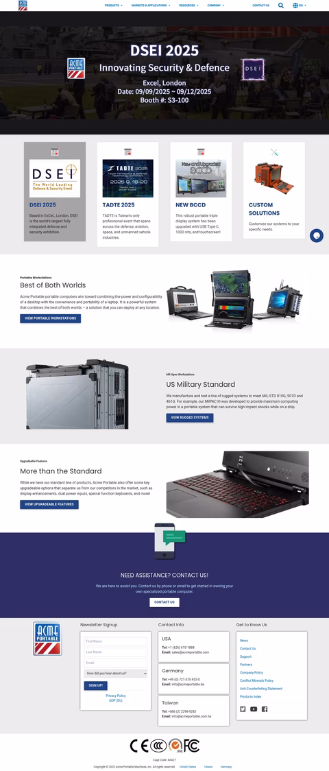 Acme-Portable-Machines Homepage 1440px