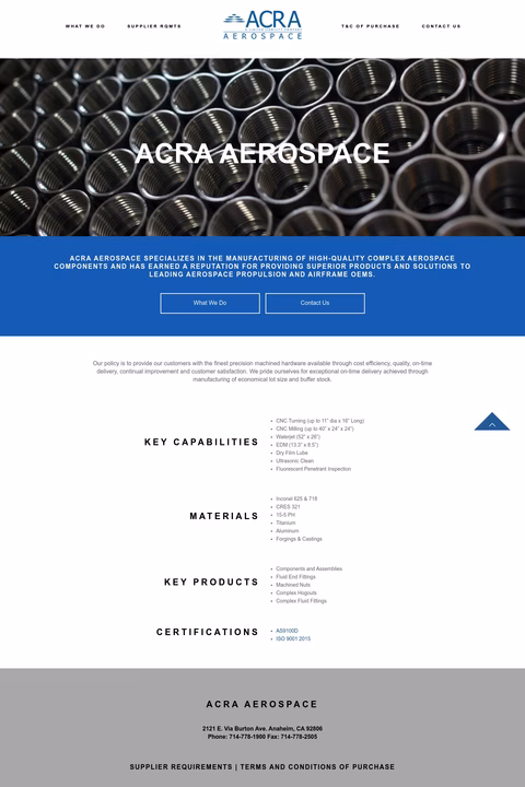 Acra-Aerospace Homepage 1440px