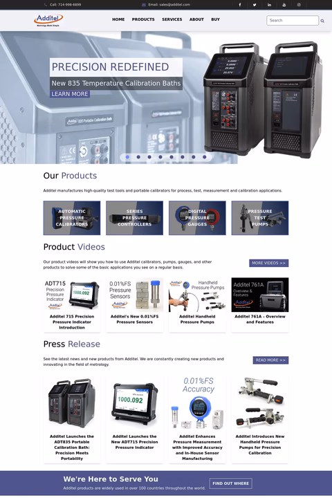 Additel Homepage 1440px