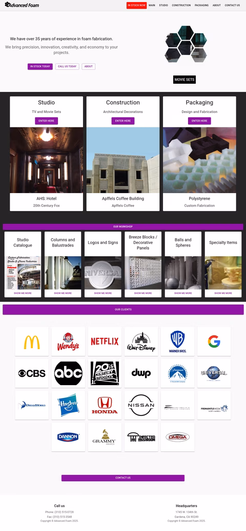 Advanced-Foam Homepage 1440px