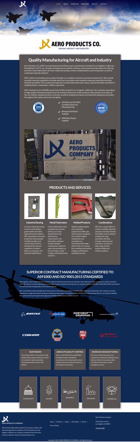 Aero-Products-Co Homepage 1440px