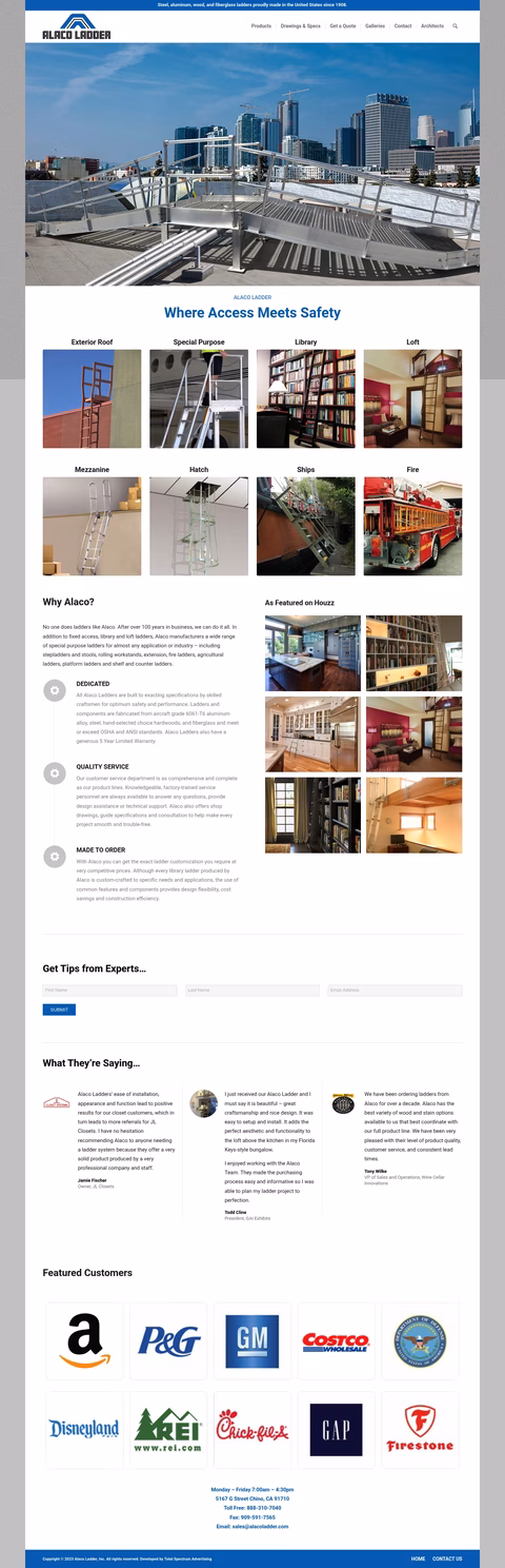 Alaco-Ladder-Company Homepage 1440px