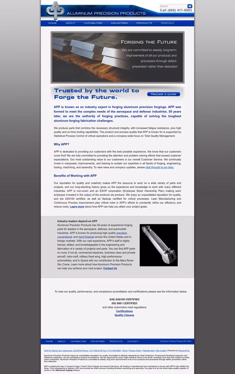 Aluminum-Precision-Products Homepage 1440px