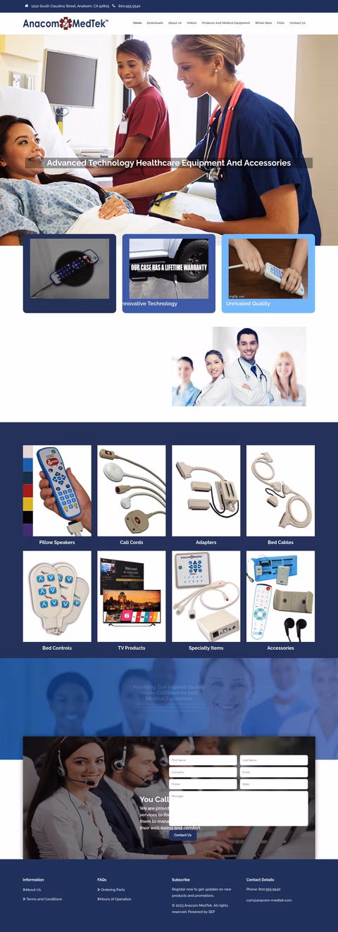 Anacom-Medtek Homepage 1440px